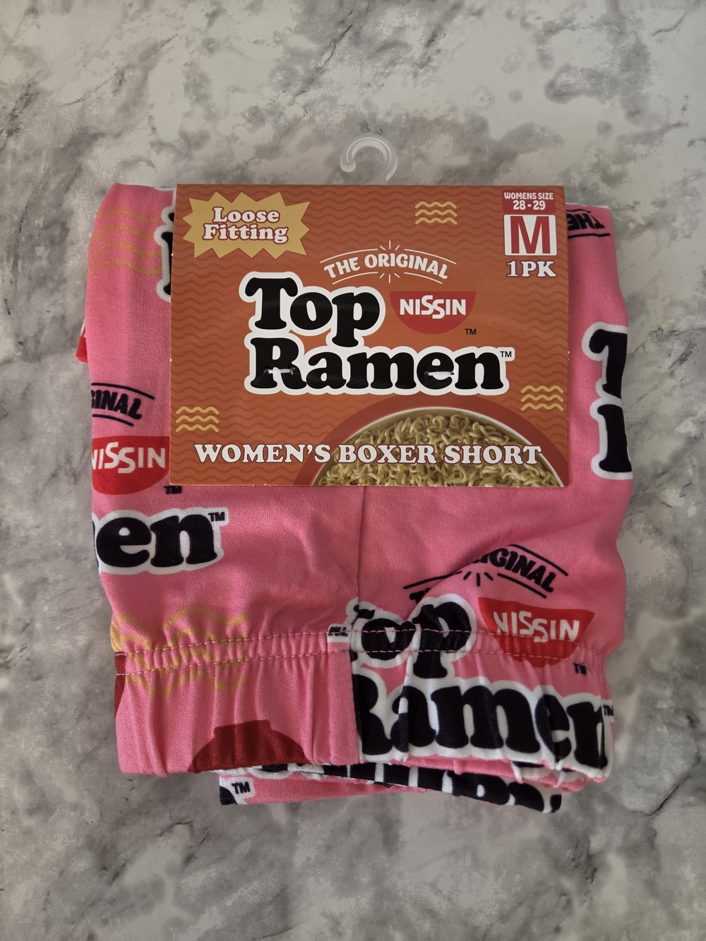 Top Ramen Women's Pink Boxer Shorts - Size Medium
